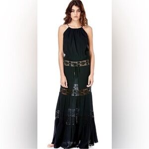 Michelle Jonas Hippie Gauze Maxi Dress in Black SZ P/US XS NWT